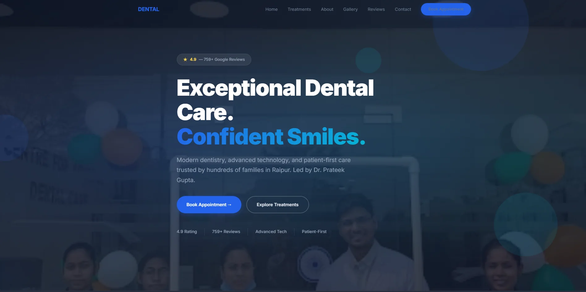 Hi-Tech Dental Care website screenshot