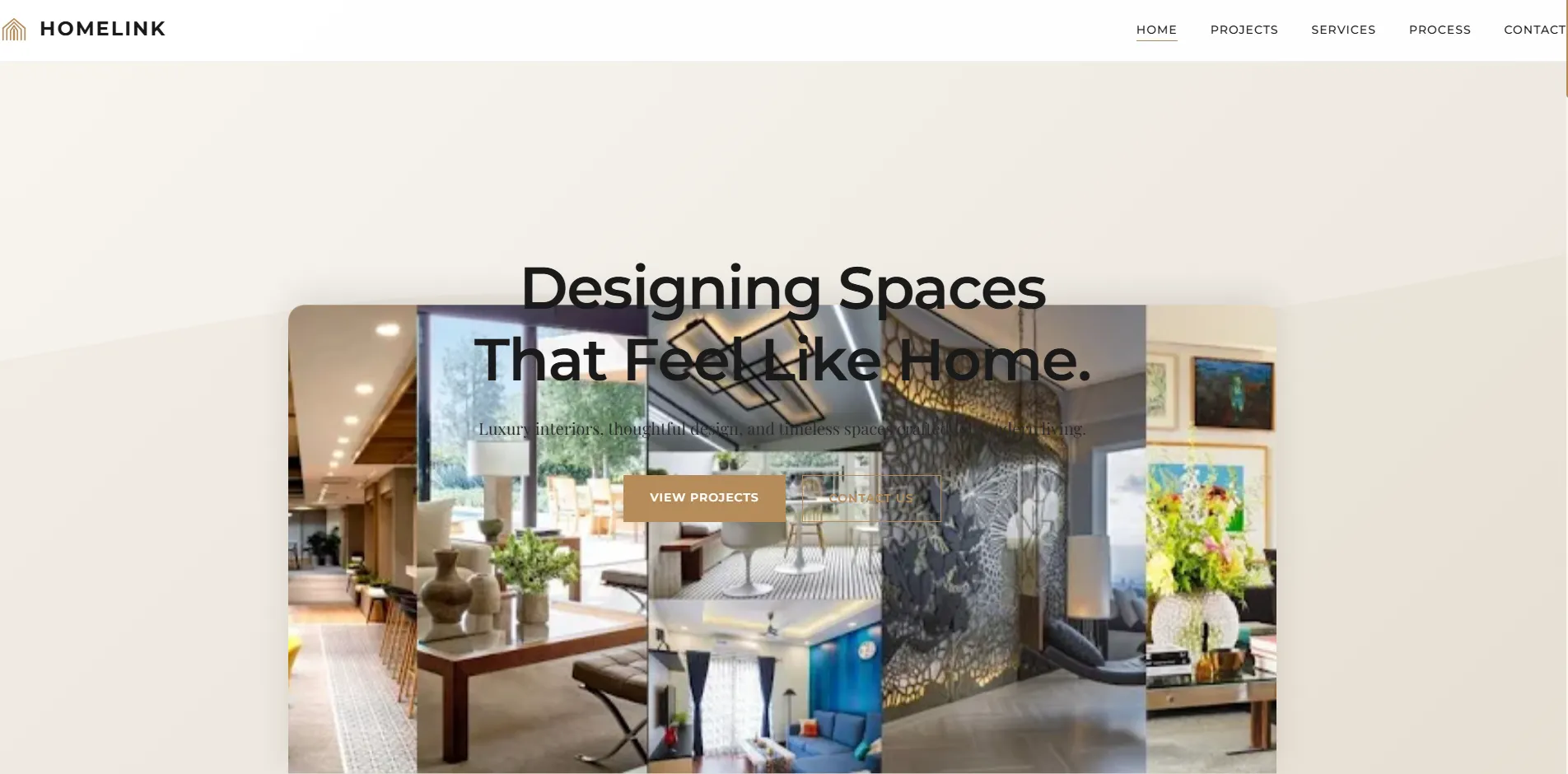 Homelink Interior Design website screenshot